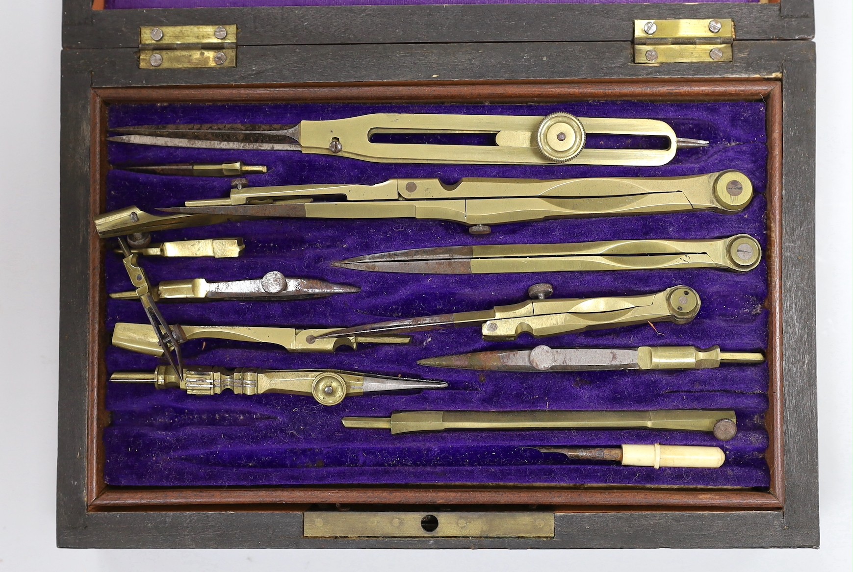 Draughtsman's sets of tools and a map of Sussex